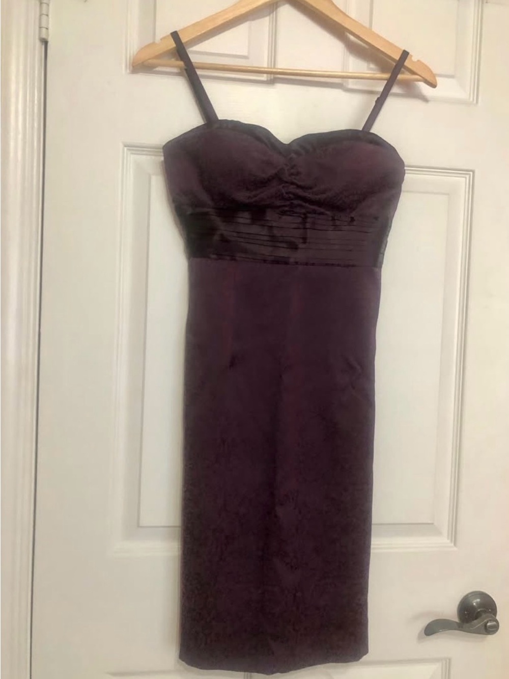 RW&CO. Plum Sweetheart Midi Dress with Pleated Bodice